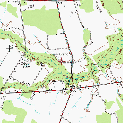 Topographic Map of Indian Branch Cemetery, SC