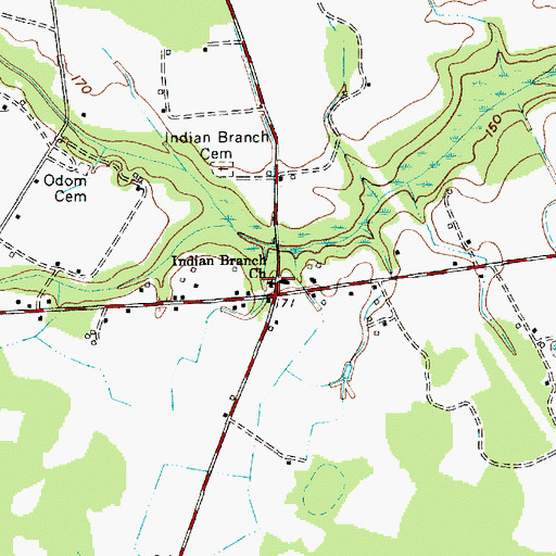 Topographic Map of Indian Branch Church, SC