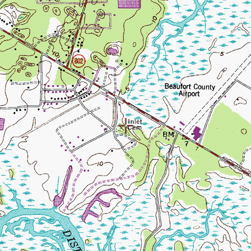 Topographic Map of Inlet Cemetery, SC