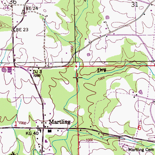 Topographic Map of Martling Branch, AL