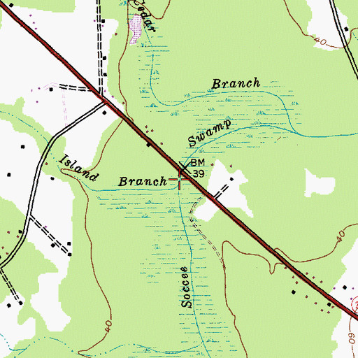 Topographic Map of Island Branch, SC