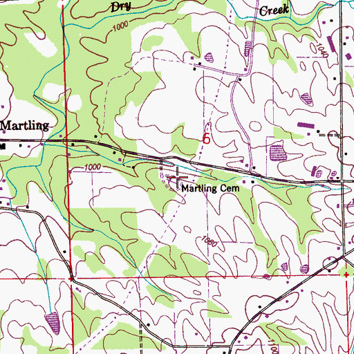 Topographic Map of Martling Cemetery, AL