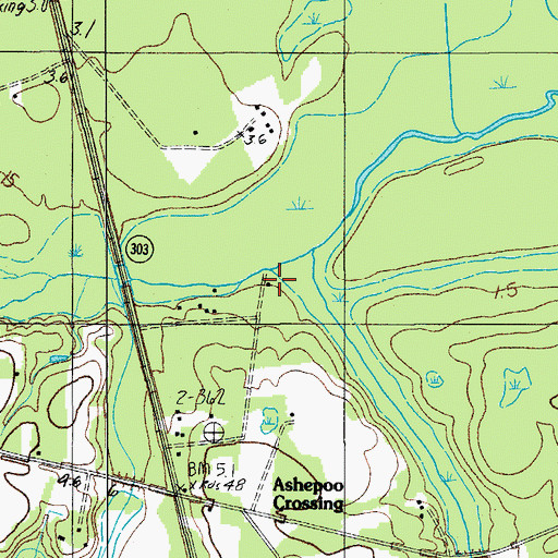 Topographic Map of Ivanhoe Bridge, SC
