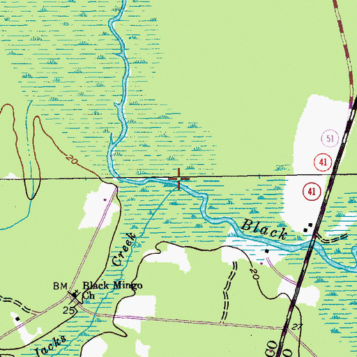 Topographic Map of Jacks Creek, SC