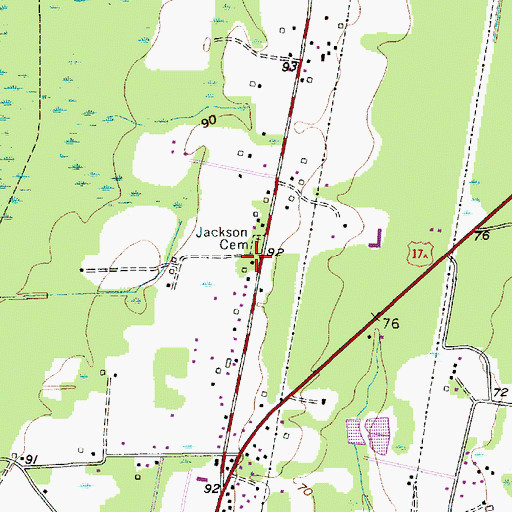 Topographic Map of Jackson Cemetery, SC