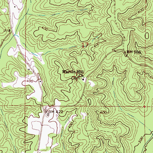 Topographic Map of Marvin Hill Church, AL