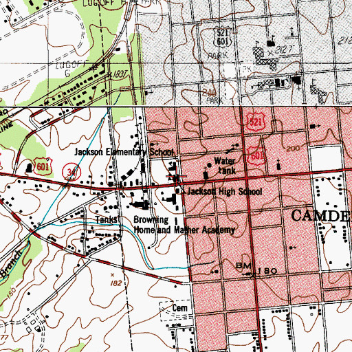 Topographic Map of Jackson High School, SC