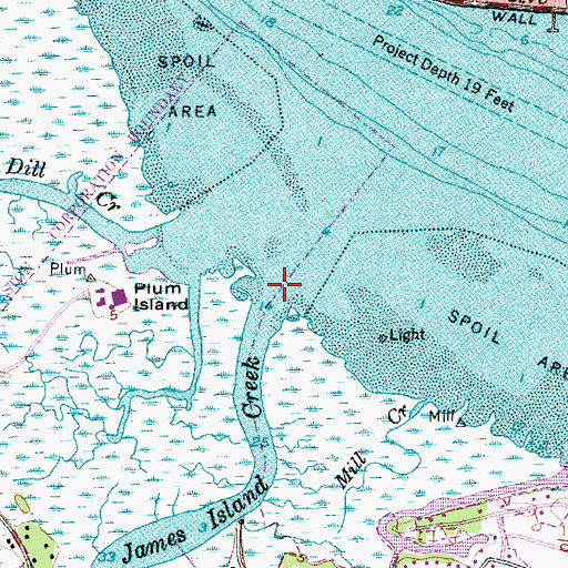 Topographic Map of James Island Creek, SC
