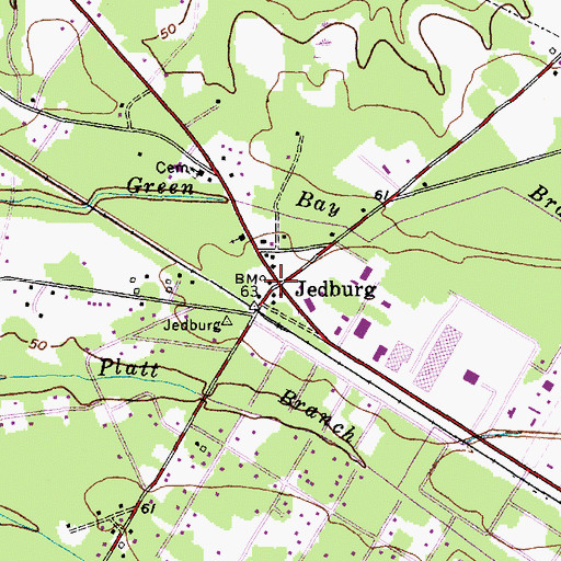 Topographic Map of Jedburg, SC