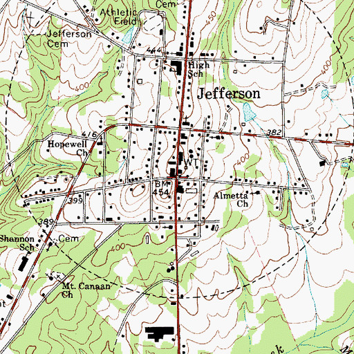 Topographic Map of Jefferson, SC