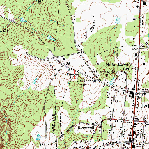 Topographic Map of Jefferson Cemetery, SC