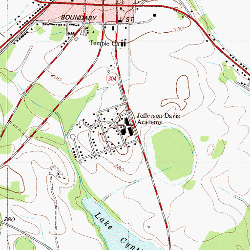 Topographic Map of Jefferson Davis Academy, SC