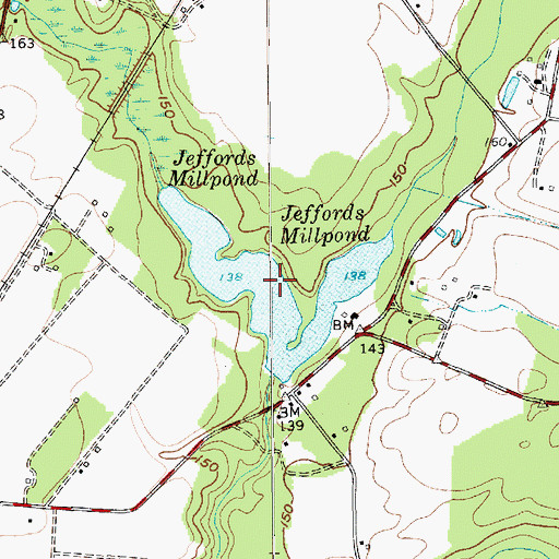 Topographic Map of Jeffords Millpond, SC