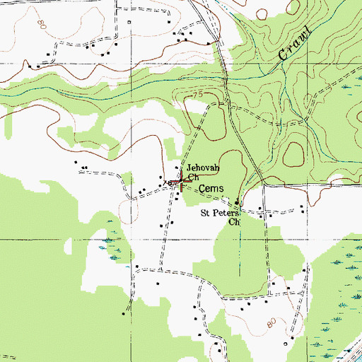Topographic Map of Jehovah Church, SC