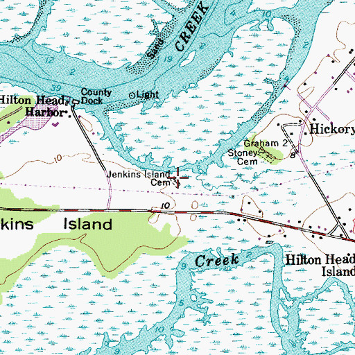 Topographic Map of Jenkins Island Cemetery, SC
