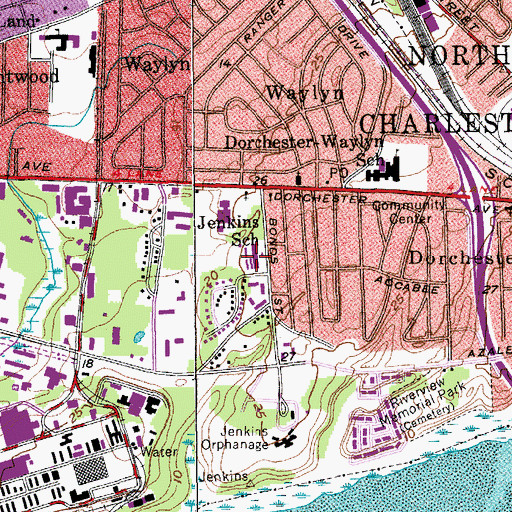 Topographic Map of Jenkins School, SC