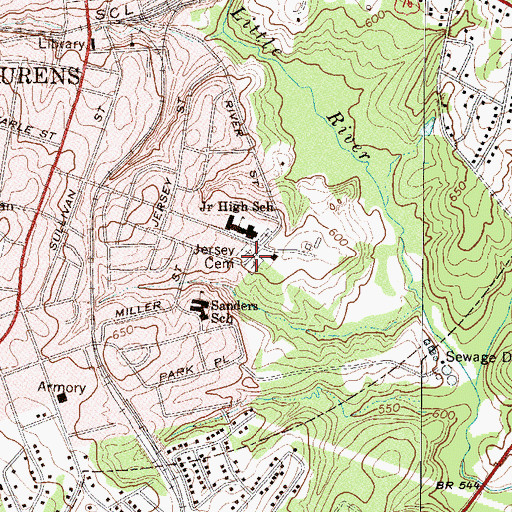 Topographic Map of Jersey Cemetery, SC
