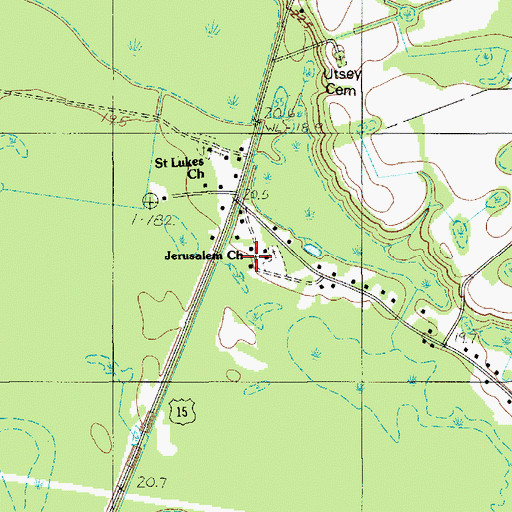 Topographic Map of Jerusalem Church, SC
