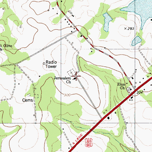 Topographic Map of Jerusalem Church, SC