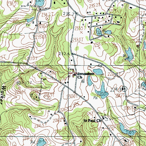 Topographic Map of Jerusalem Church, SC