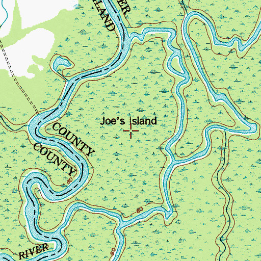 Topographic Map of Joes Island, SC