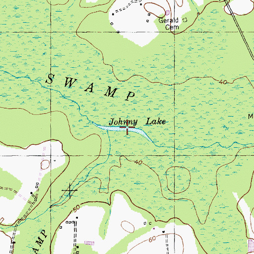 Topographic Map of Johnny Lake, SC