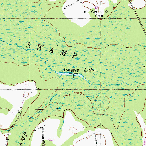 Topographic Map of Johnny Lake, SC