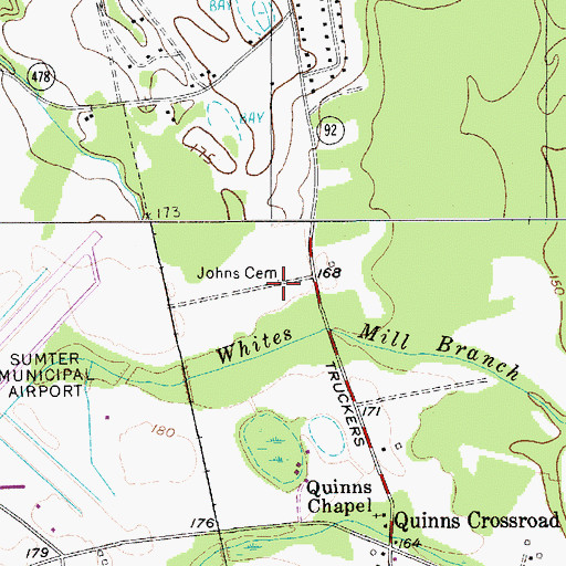 Topographic Map of Johns Cemetery, SC