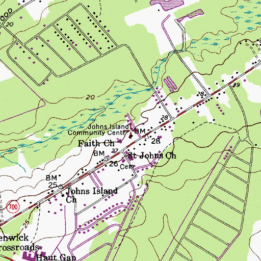 Topographic Map of Johns Island Community Center, SC