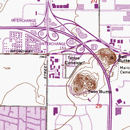 Topographic Map of Double Butte Cemetery, AZ