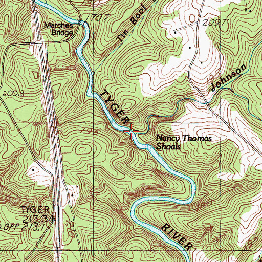 Topographic Map of Johnson Branch, SC