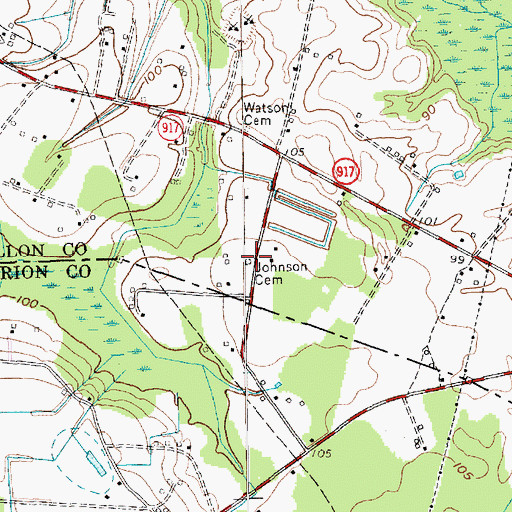 Topographic Map of Johnson Cemetery, SC