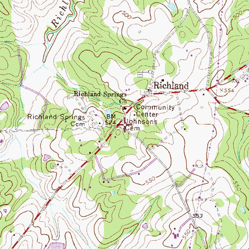 Topographic Map of Johnsons Cemetery, SC
