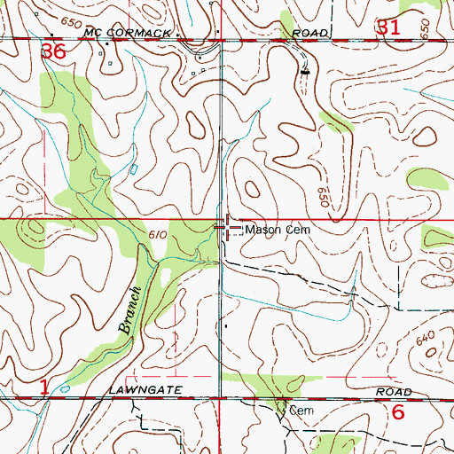 Topographic Map of Mason Cemetery, AL