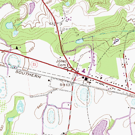 Topographic Map of Jones Cemetery, SC