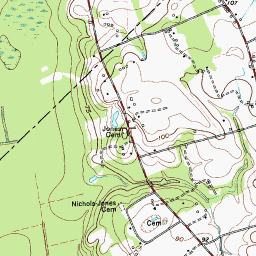 Topographic Map of Jones Cemetery, SC