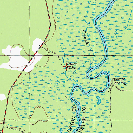 Topographic Map of Jones Lake, SC