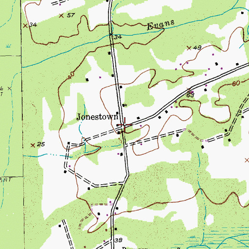 Topographic Map of Jonestown, SC