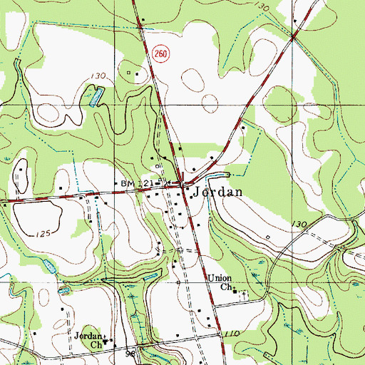 Topographic Map of Jordan, SC