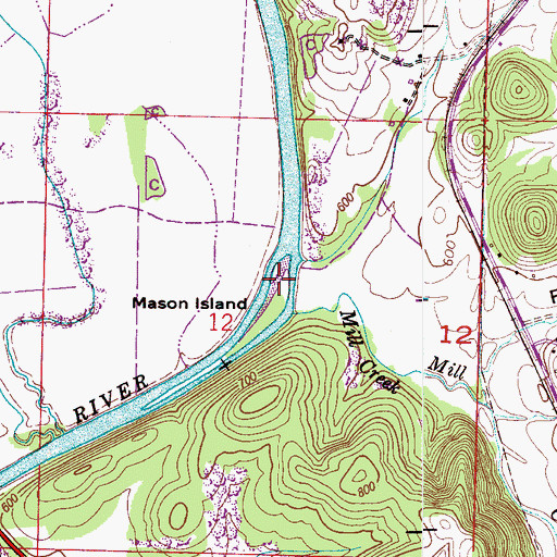 Topographic Map of Mason Island, AL
