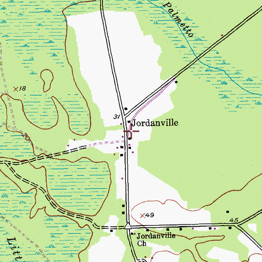 Topographic Map of Jordanville, SC