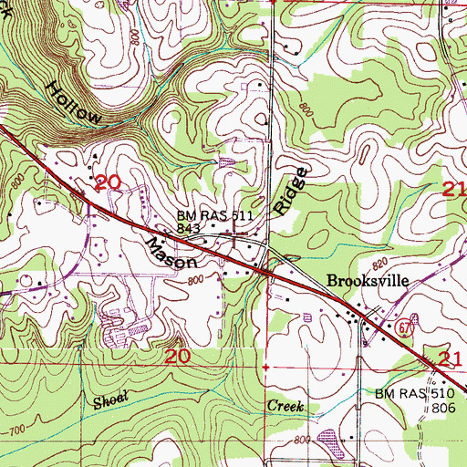 Topographic Map of Mason Ridge, AL