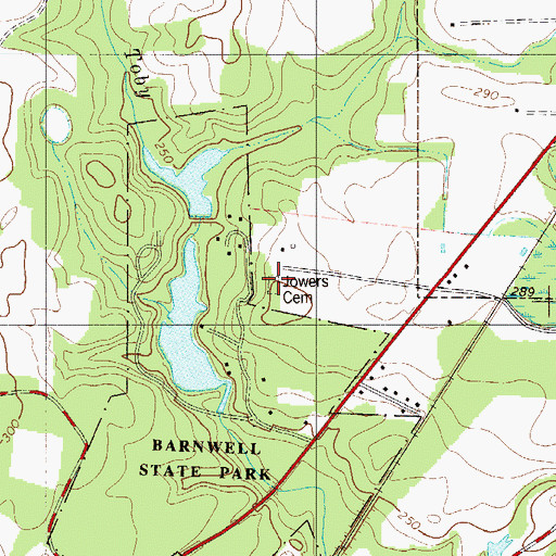 Topographic Map of Jowers Cemetery, SC