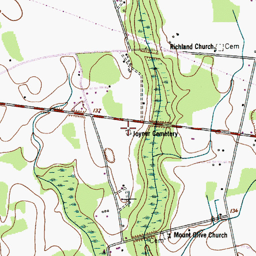 Topographic Map of Joyner Cemetery, SC