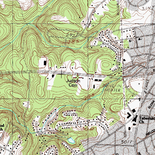 Topographic Map of Judson Cemetery, SC