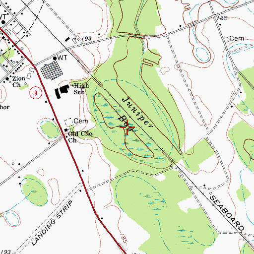 Topographic Map of Juniper Bay, SC