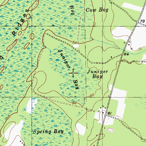 Topographic Map of Juniper Bay, SC