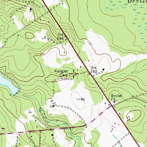Topographic Map of Kaigler Cemetery, SC