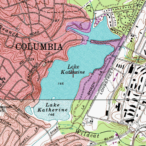 Topographic Map of Lake Katherine, SC