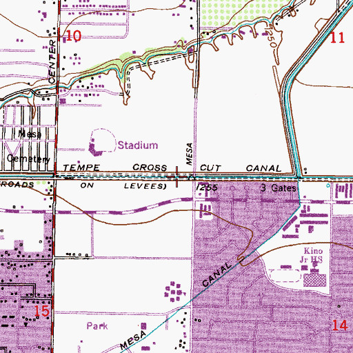 Topographic Map of Tempe Cross Cut Canal, AZ